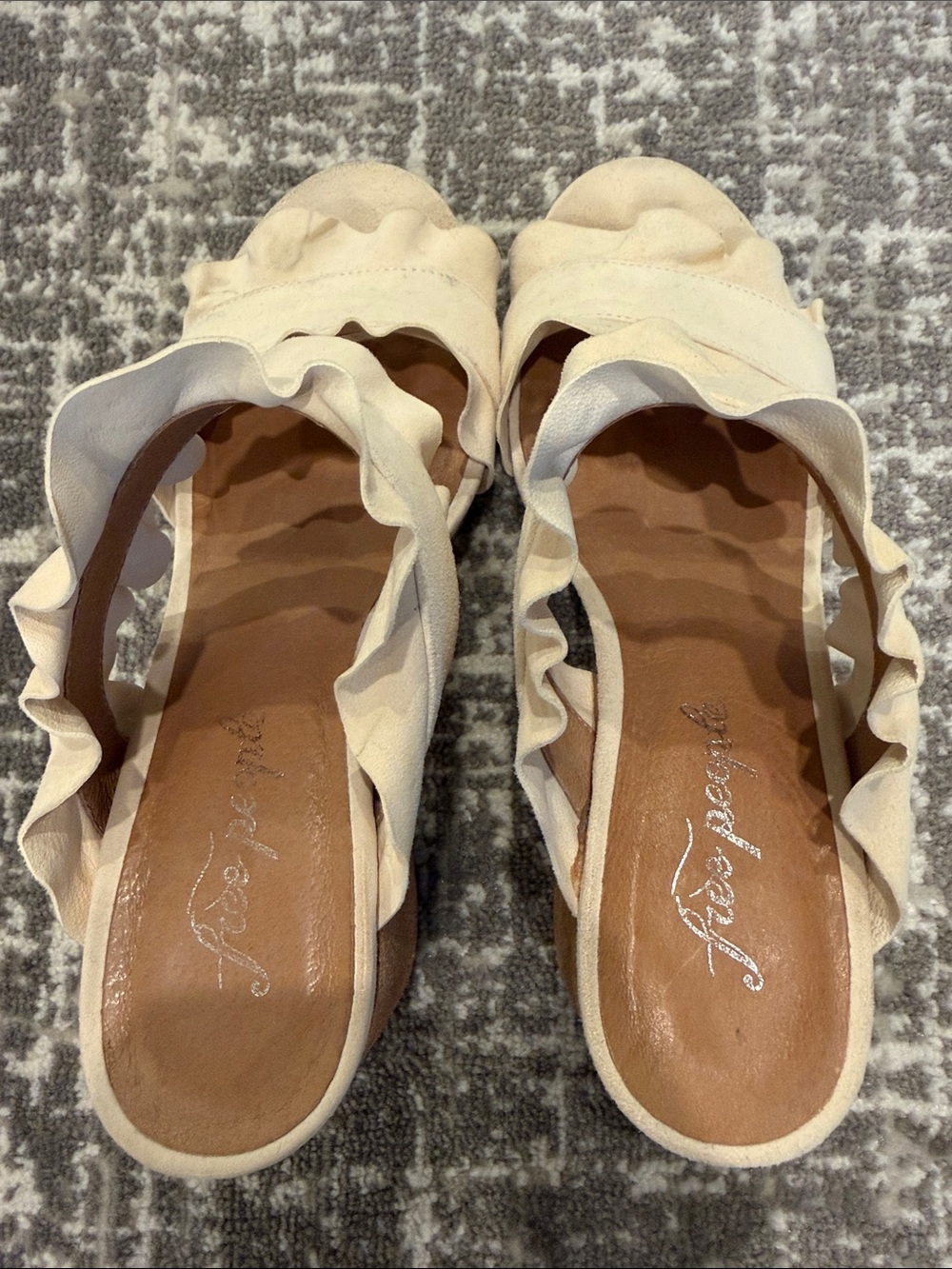 Free People Ivory Suede Ruffle Sandal - Picture 4 of 5